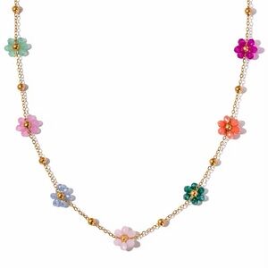 18K Gold Plated Multicolor Flower Necklace